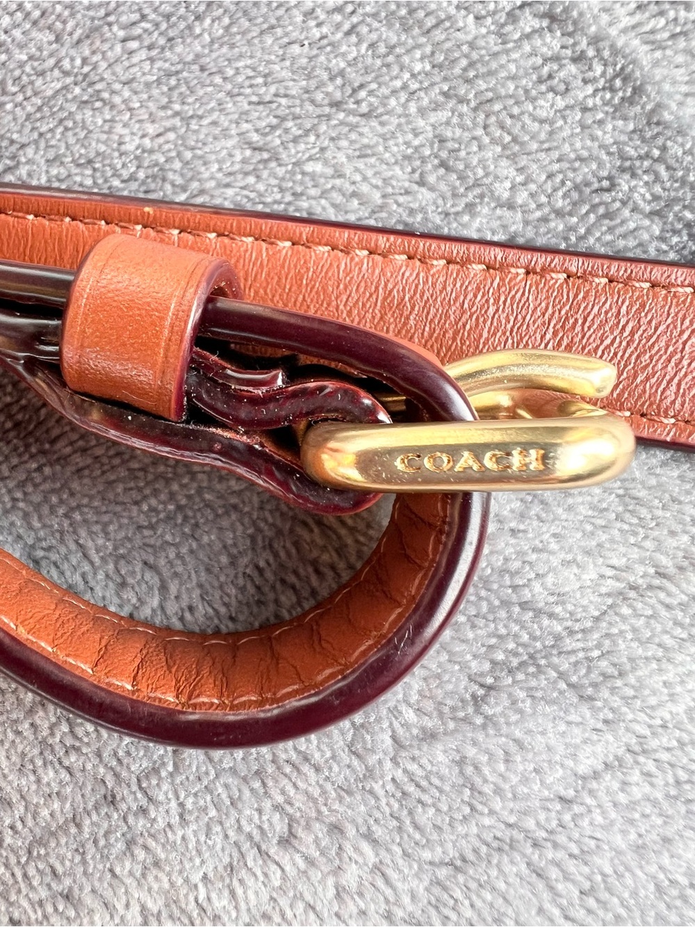 COACH Pebbled Leather Strap Replacement Adjustable Brown Gold Tone Hardware - Picture 5 of 10